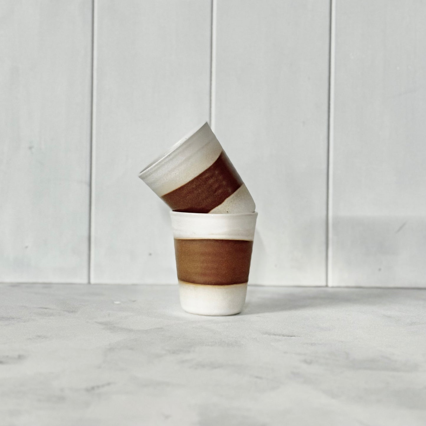 TOFFEE STRIPE Caffe Latte Mug Set of 4