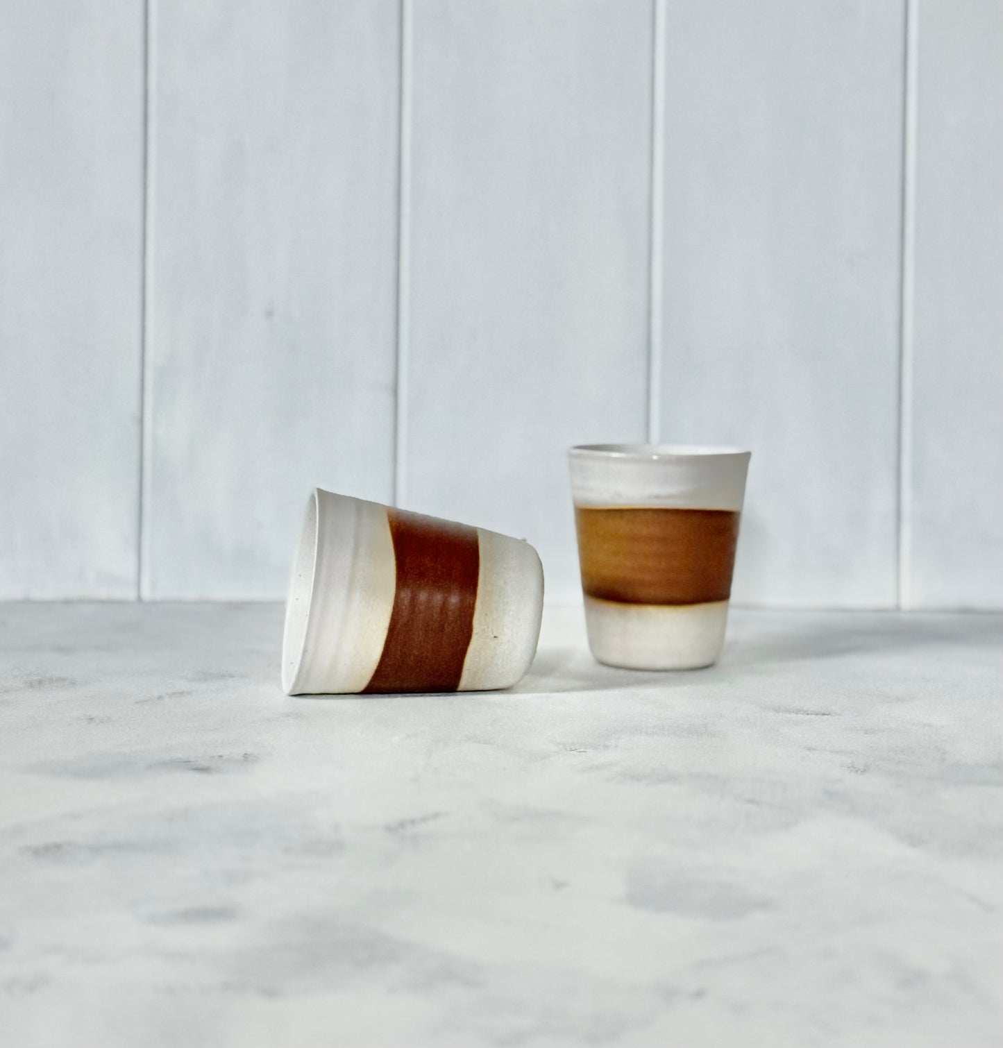 TOFFEE STRIPE Caffe Latte Mug Set of 4
